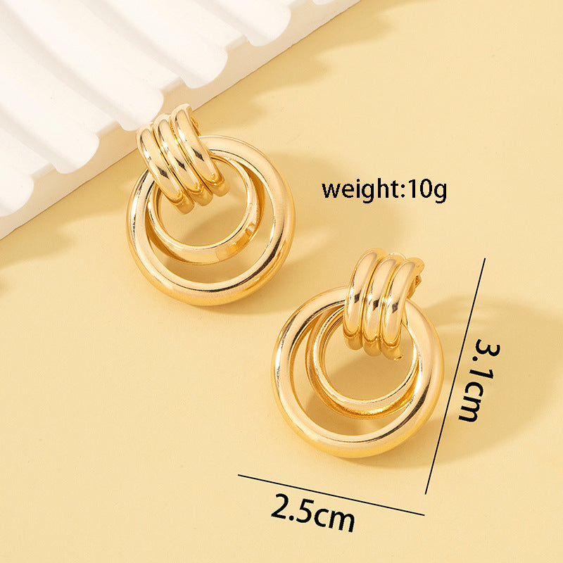 Double Round Ring Twin Twisted Ear Clip