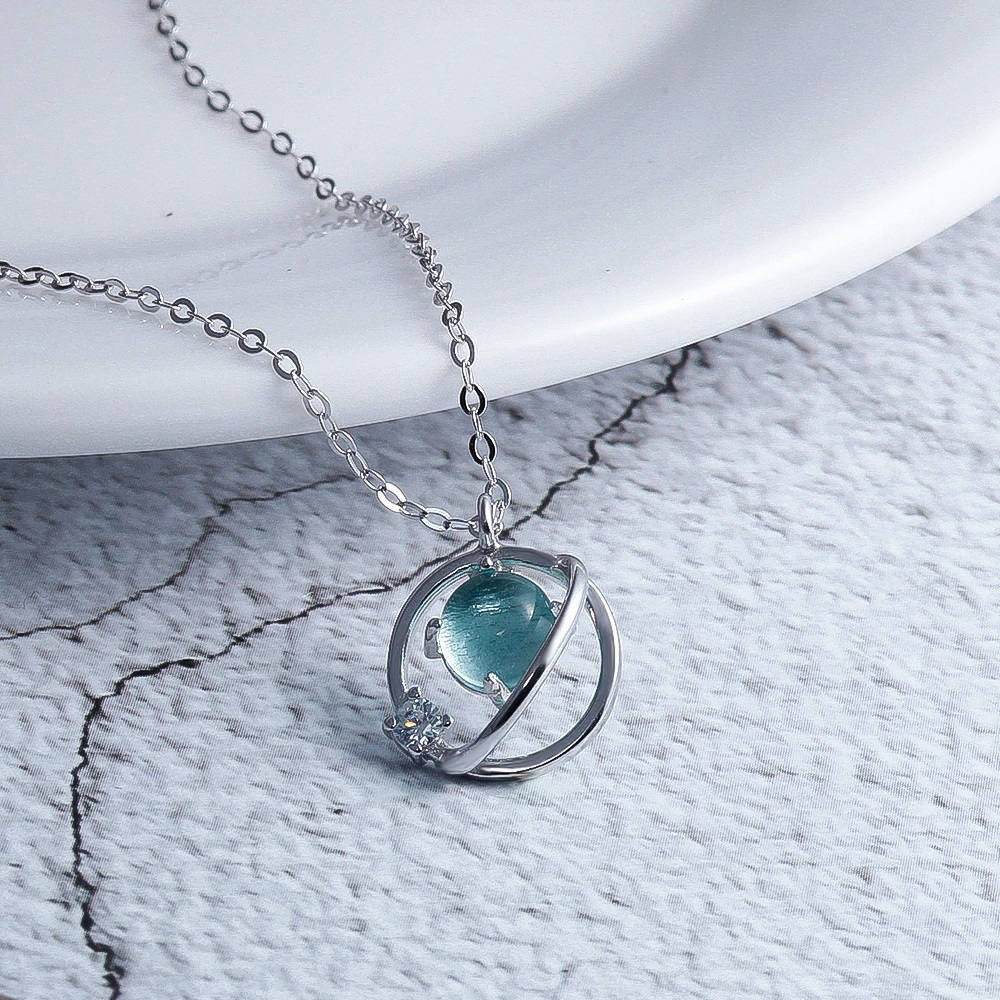 Planet necklace, crystal necklace, female