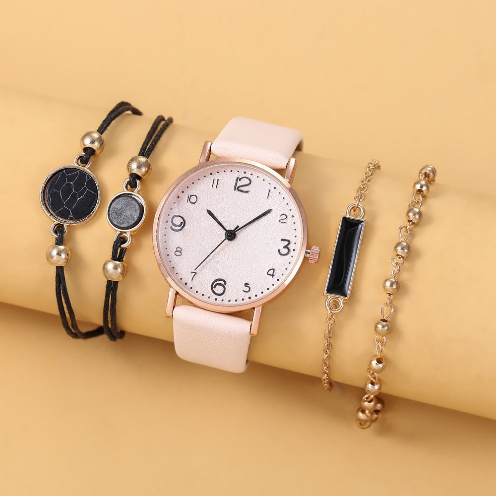 Simple Hundred Belt Quartz Watch Set