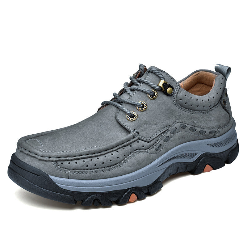 Men's Outdoor Cowhide Thick Bottom Top Layer Cowhide Hiking Shoes