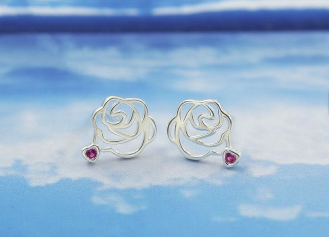 Openwork rose earrings