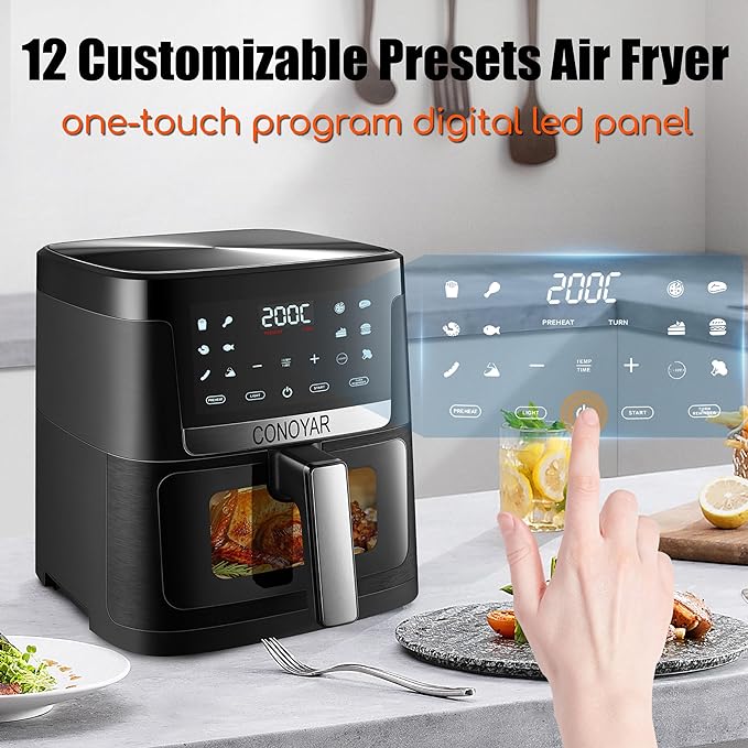 Air Fryer 7L with Window CONOYAR  with automatic shut off