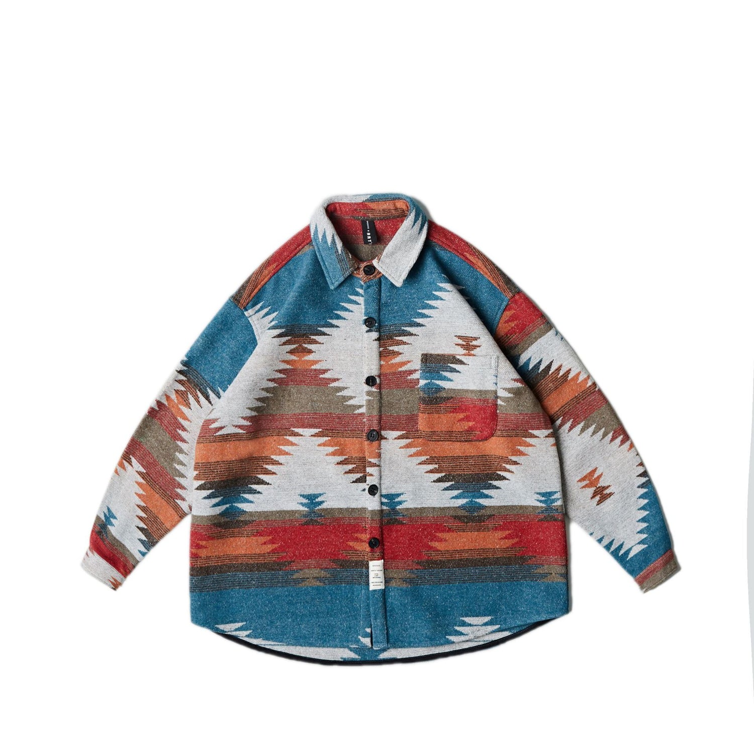 Ethnic Style Lapel Woolen Shirt Fashion Trendy Tops Men