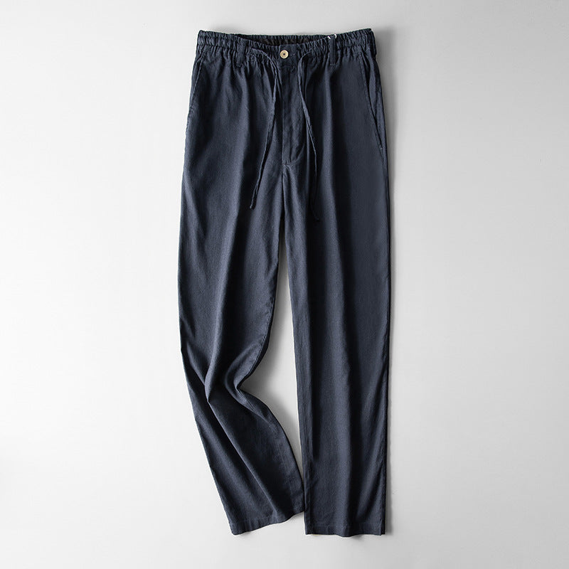 Elastic Waist Loose Cotton And Linen Men's Casual Pants