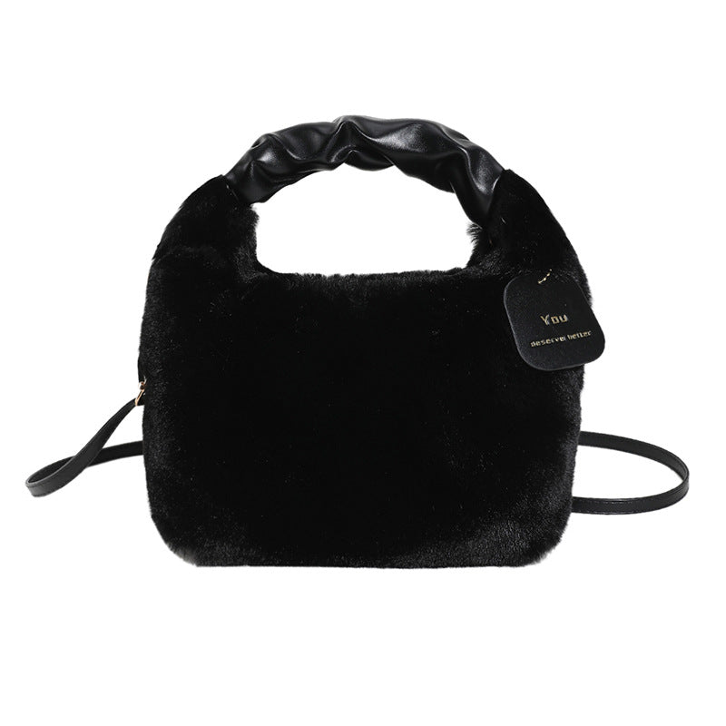 Women's Plush Pleated Handbag