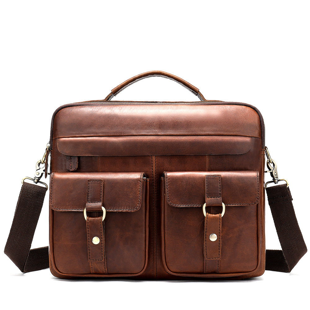 Men's Fashion Retro Top Layer Cowhide Messenger Bag