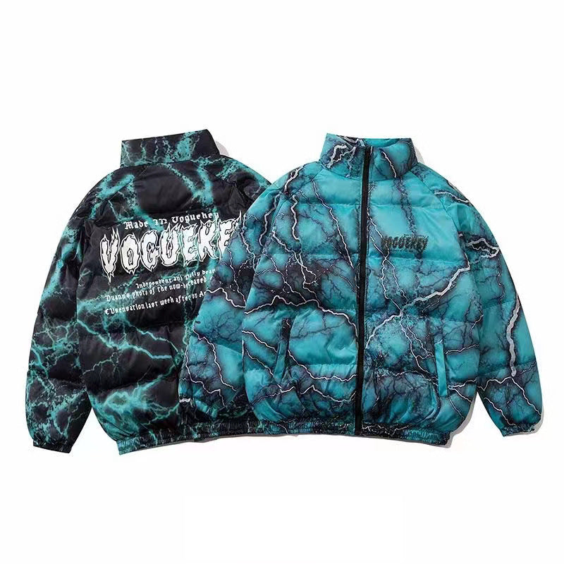 Dark Graffiti Printing Loose Hip Hop Cotton-padded Coat