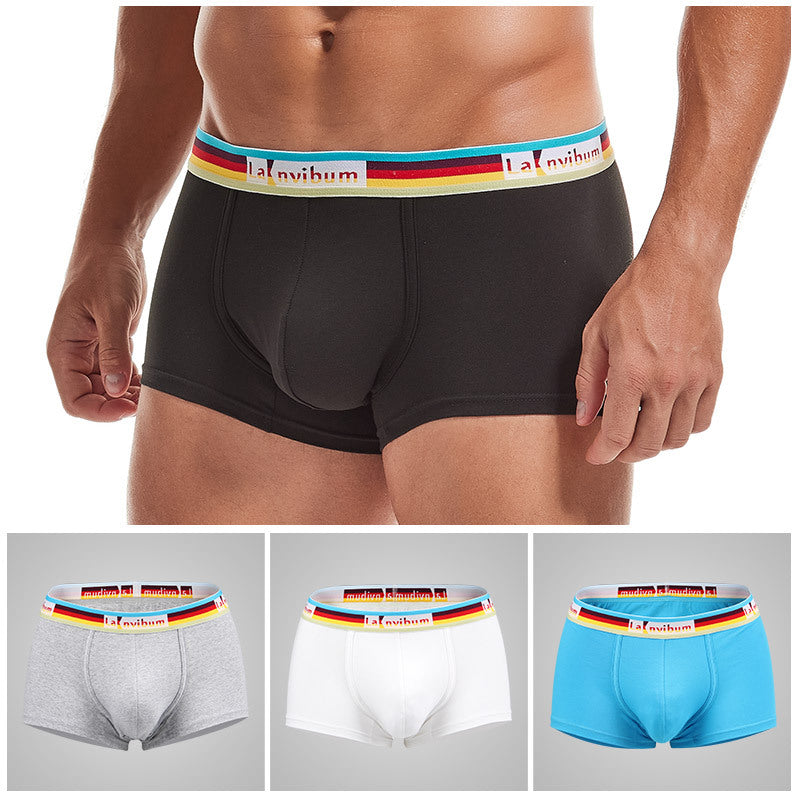 Men's Cotton Mid-rise Underwear Rainbow Belt Boxer Shorts