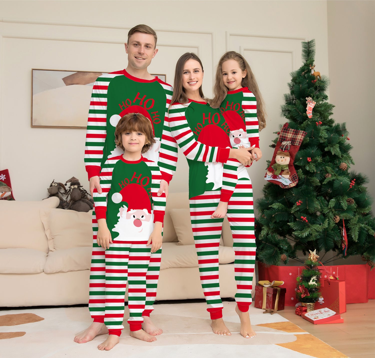 Family Christmas Pajamas Matching Sets Red Stripe Xmas Holiday Sleepwear Jammies Long Sleeve PJs Outfits