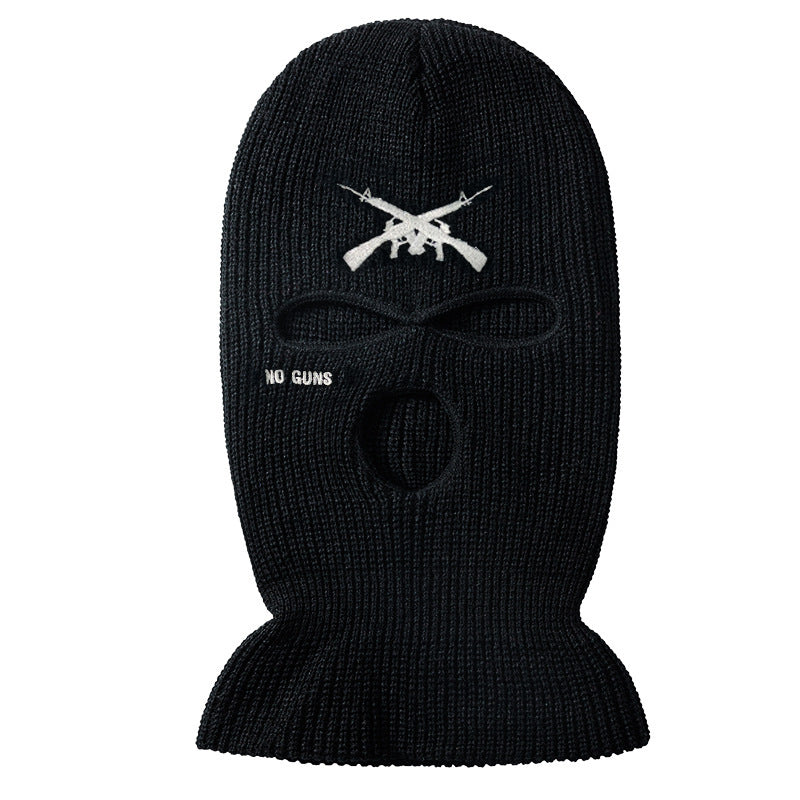 Men's Embroidered Three-hole Knitted Hat