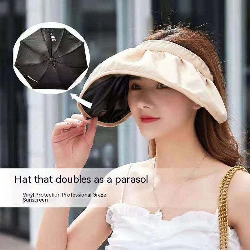 Vinyl Shell-like Bonnet Female Sunshade Foldable Wide Brim Empty Top Cap