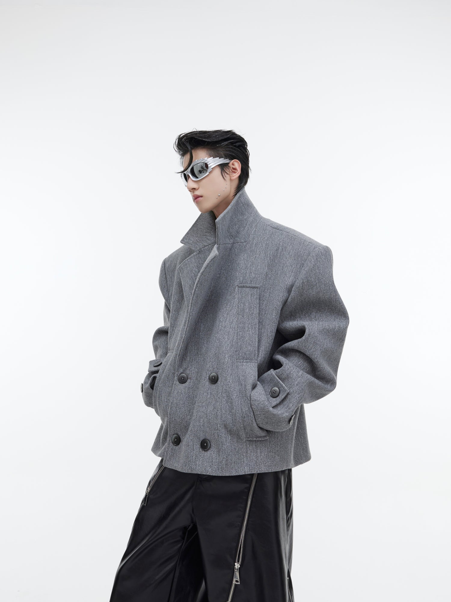 Deconstructed Silhouette Short Woolen Suit Jacket